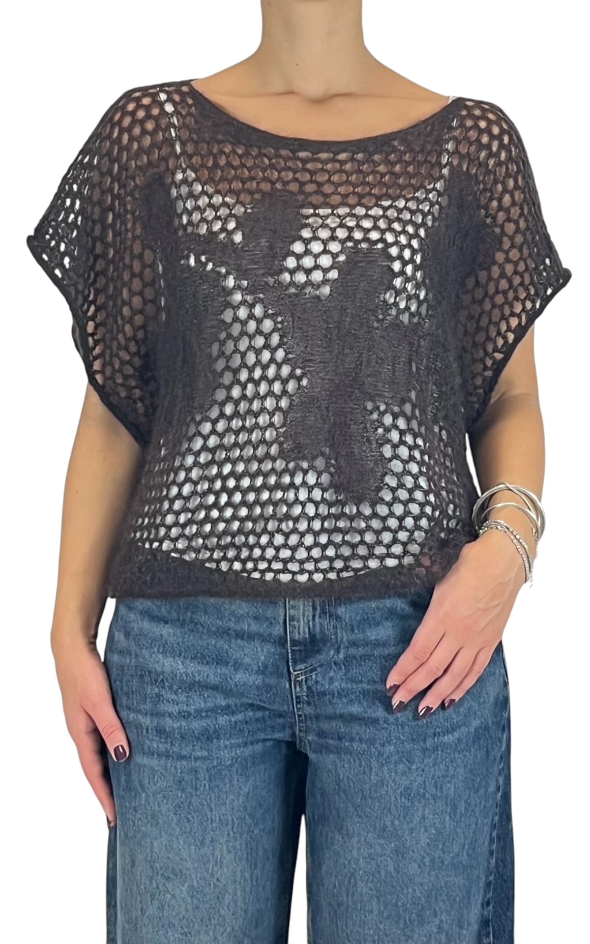 Initial - Maglia traforata - Moro