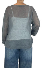 Initial - Maglia mohair scollo a V - Grigio