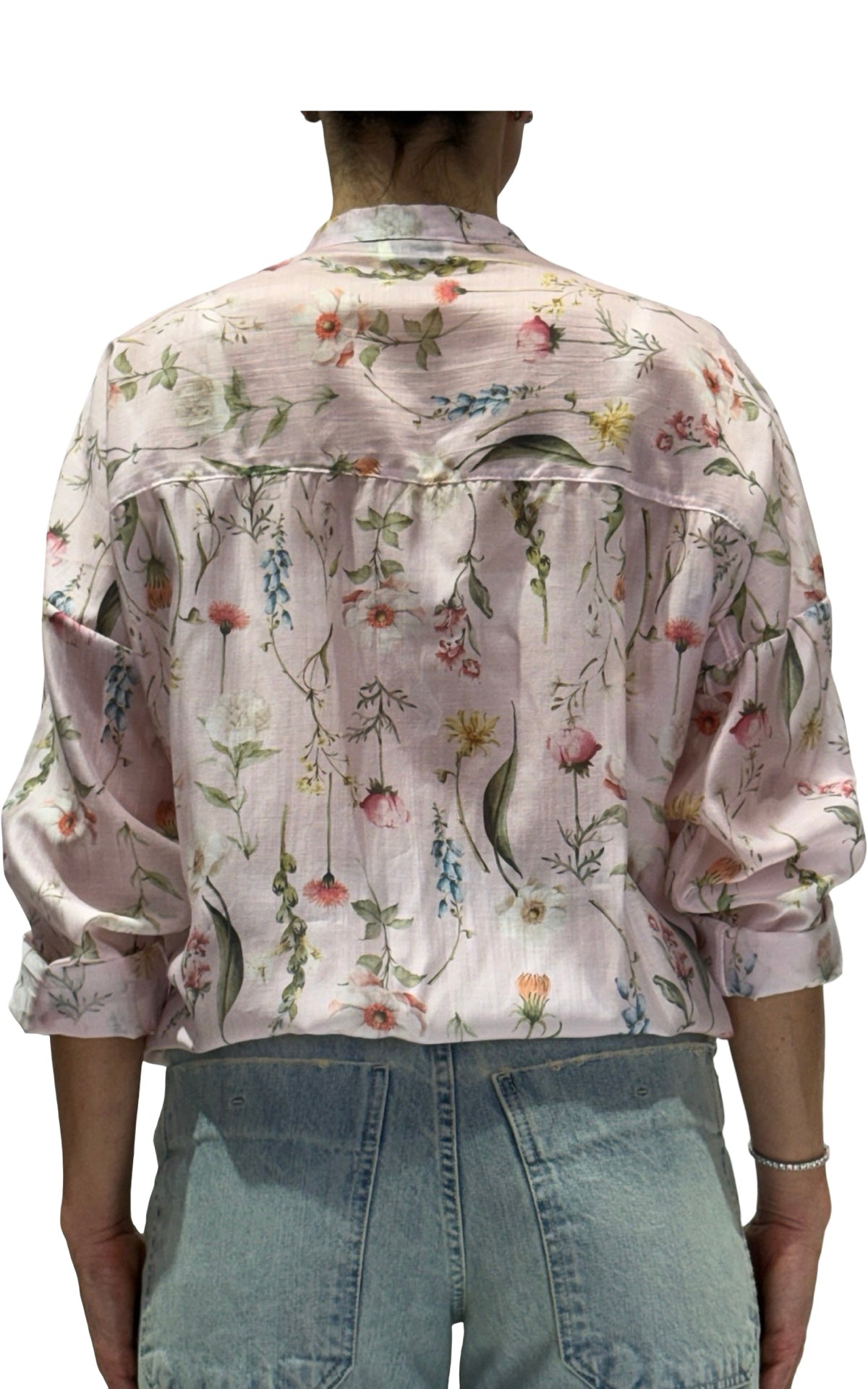 Susymix - Camicia floreale con nodo - Rosa