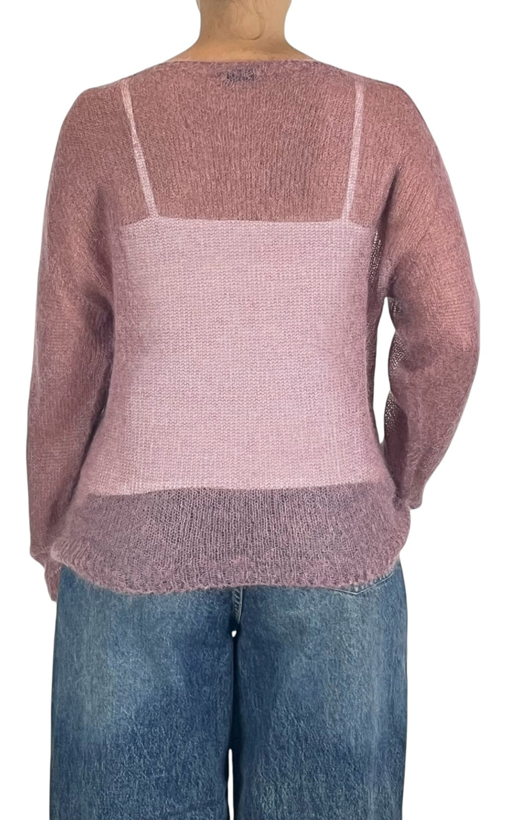 Initial - Maglia mohair scollo a V - Rosa antico