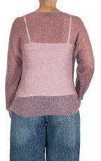 Initial - Maglia mohair scollo a V - Rosa antico