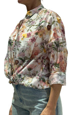 Susymix - Camicia floreale con nodo - Latte