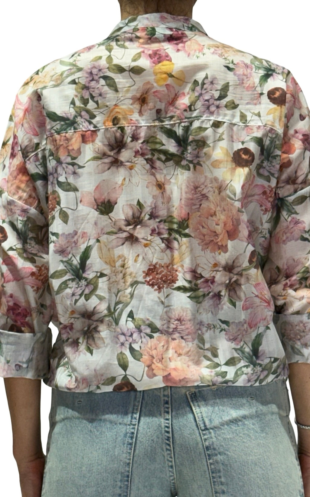 Susymix - Camicia floreale con nodo - Latte