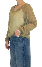Initial - Maglia mohair scollo a V - Olio