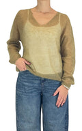 Initial - Maglia mohair scollo a V - Olio