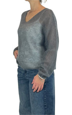Initial - Maglia mohair scollo a V - Grigio