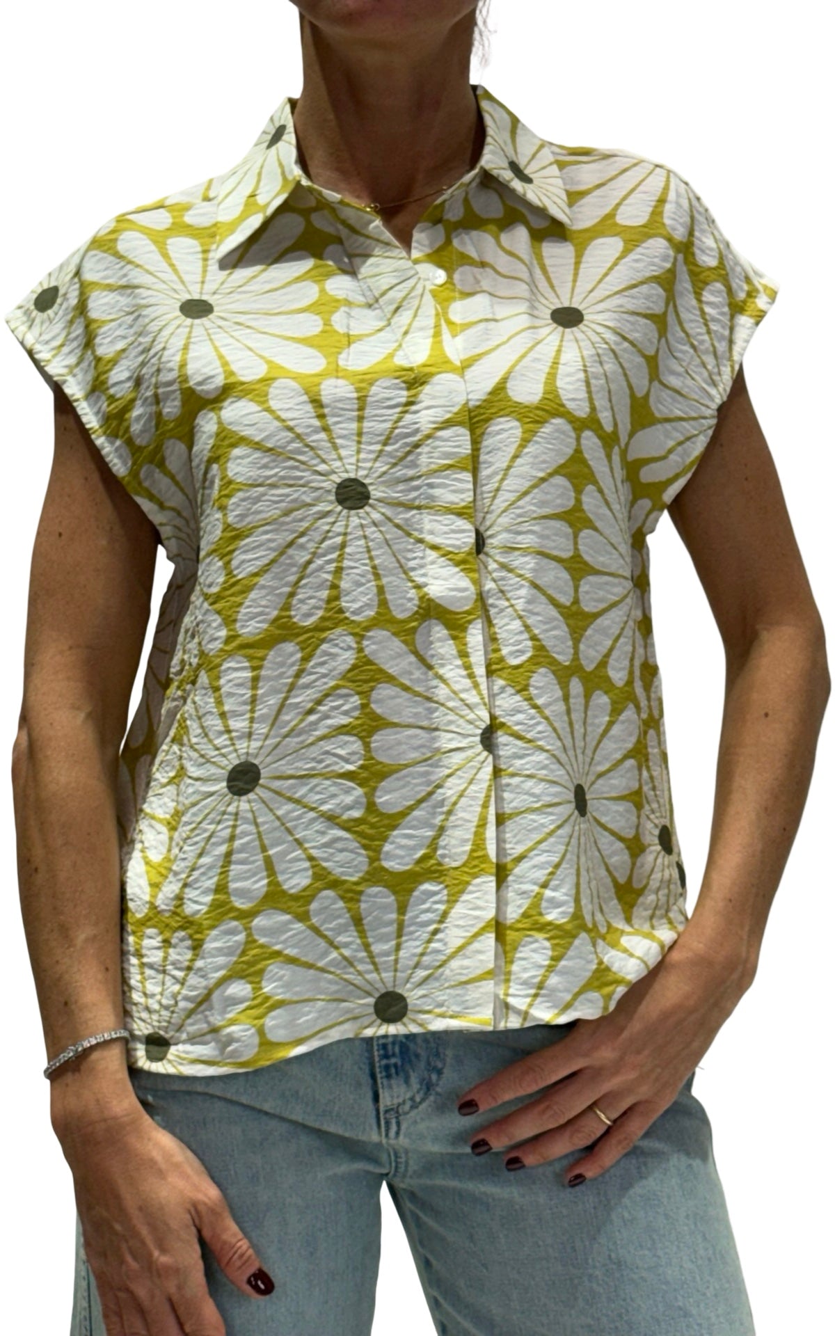 Compañía Fantástica - Camicia fiori - Verde olio/Burro