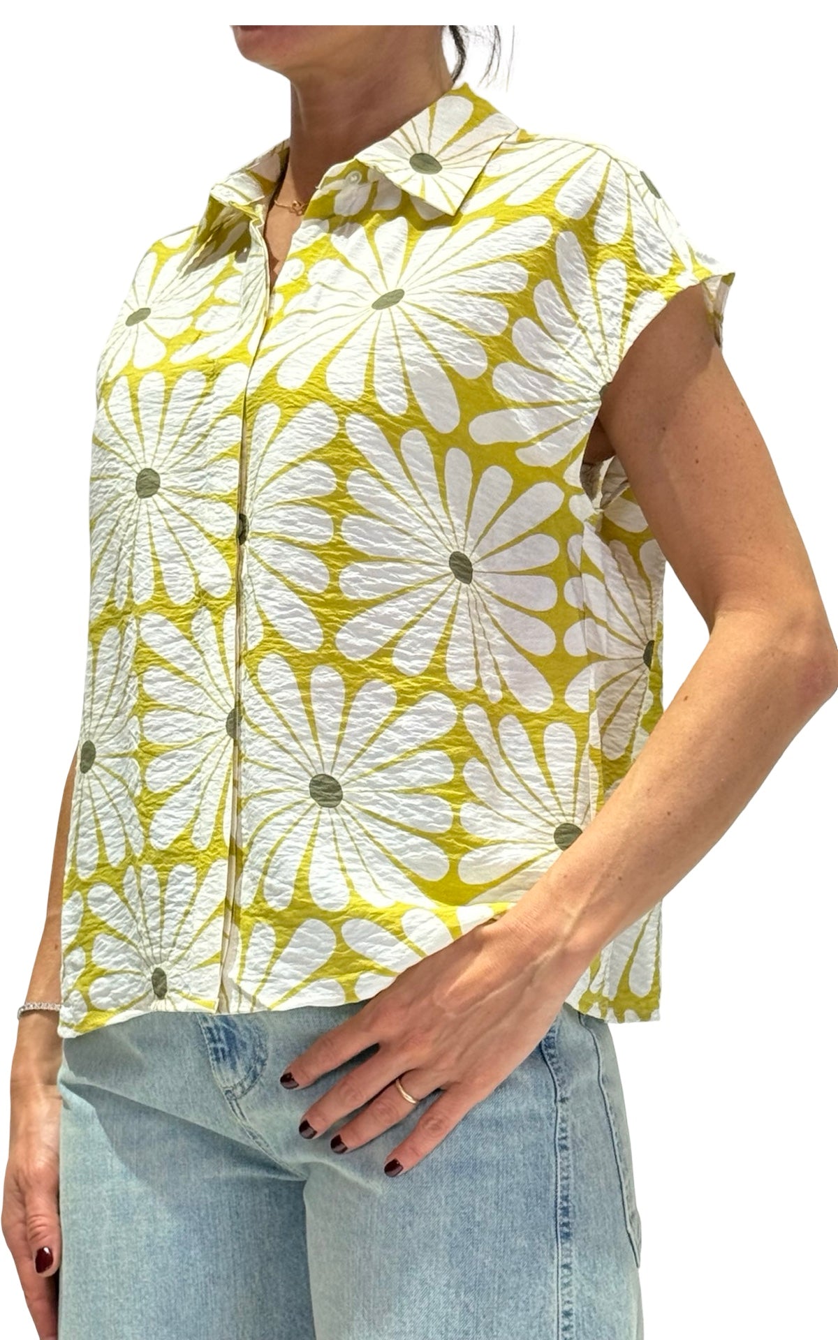 Compañía Fantástica - Camicia fiori - Verde olio/Burro