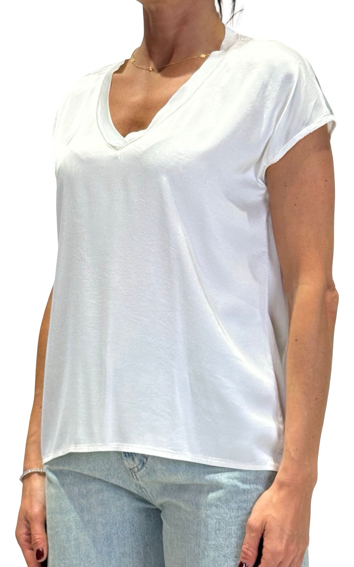 OFF-ON - Blusa scollo V - Latte