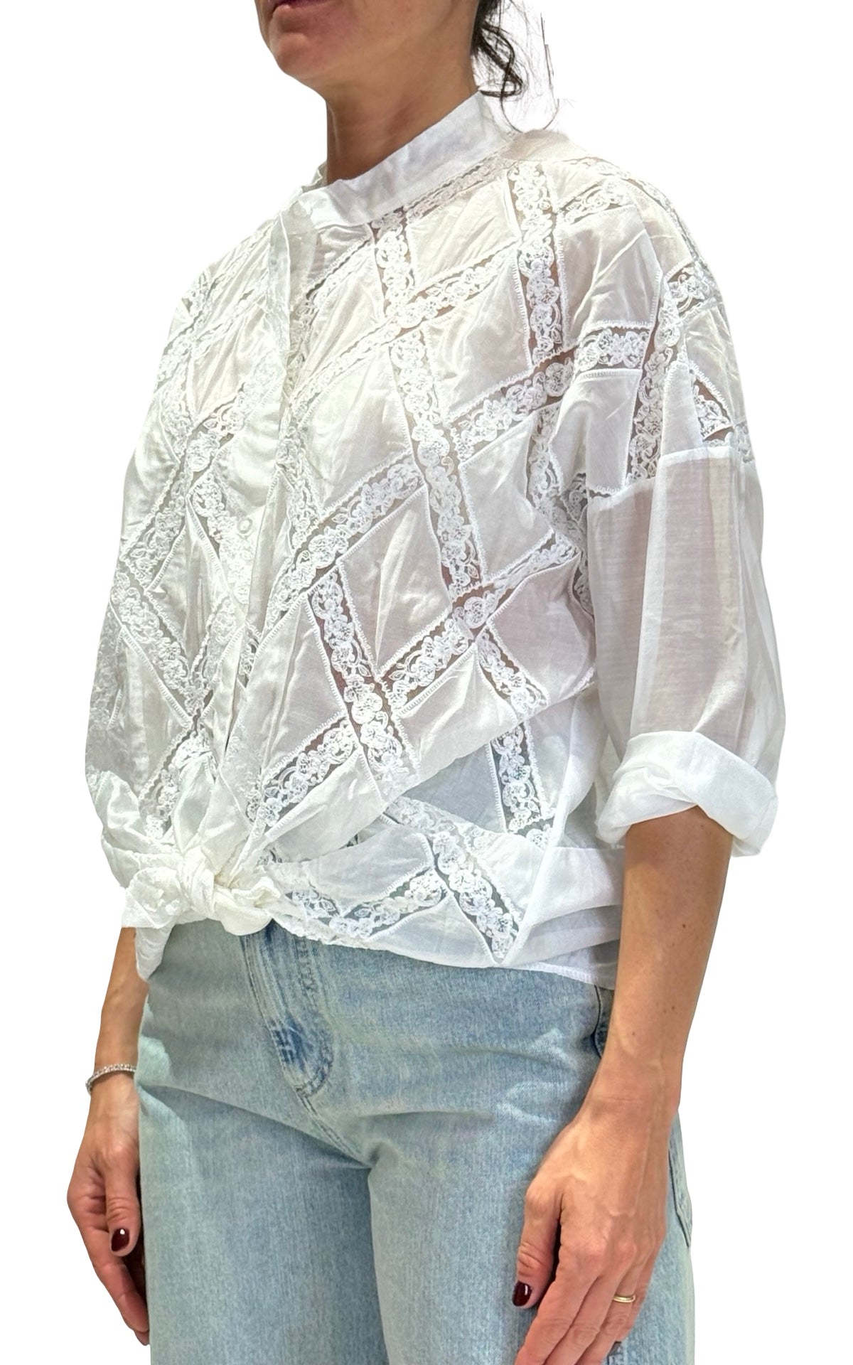 OFF-ON - Camicia con pizzo - Latte