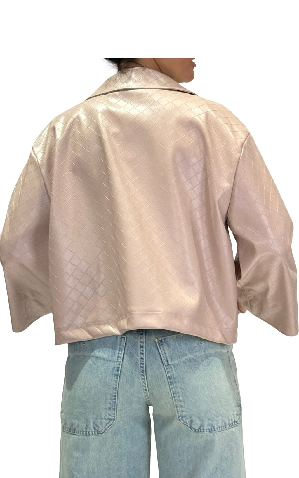 OFF-ON - Giubbino similpelle intreccio - Rosa cipria