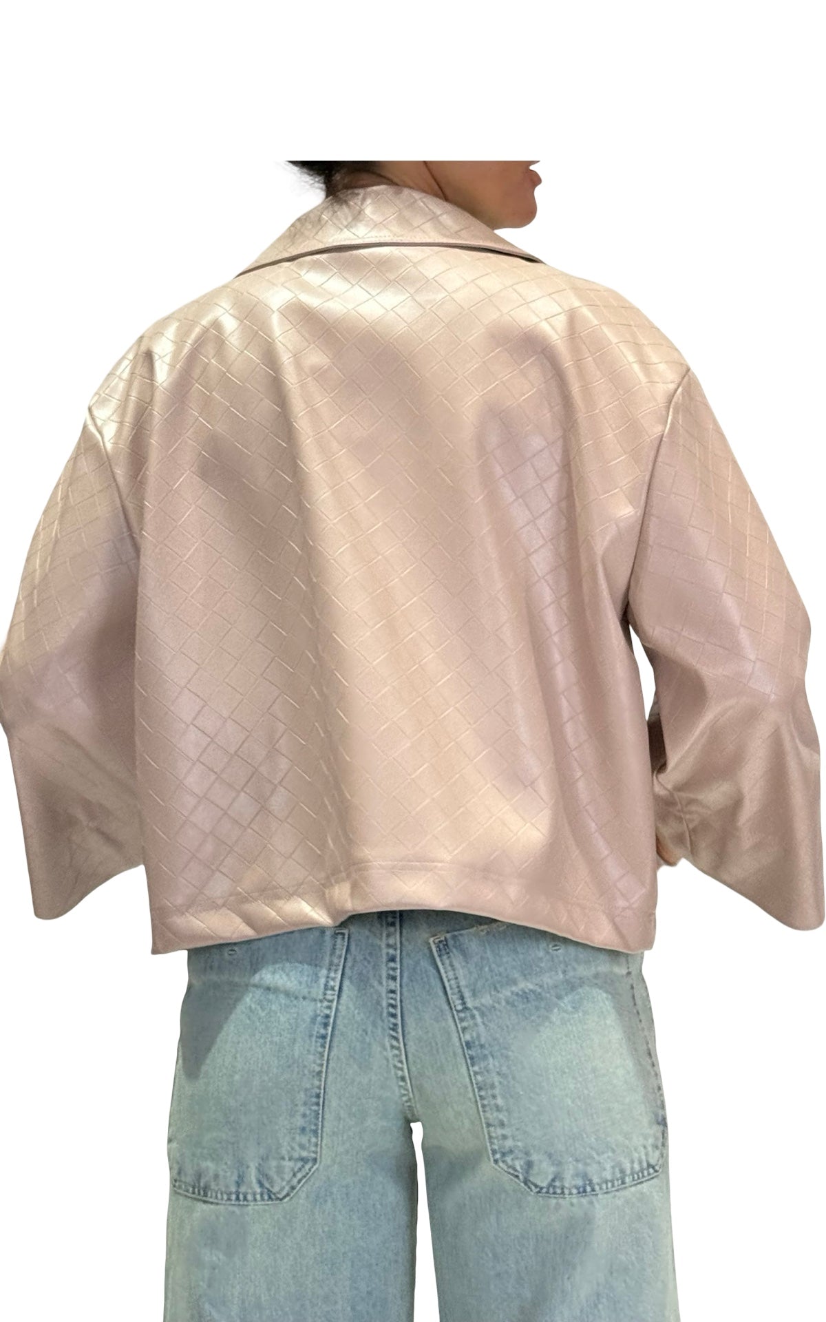 OFF-ON - Giubbino similpelle intreccio - Rosa cipria