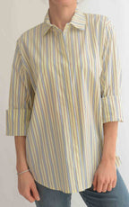 OFF-ON - Camicia over doppia riga - Burro/Celeste/Marrone