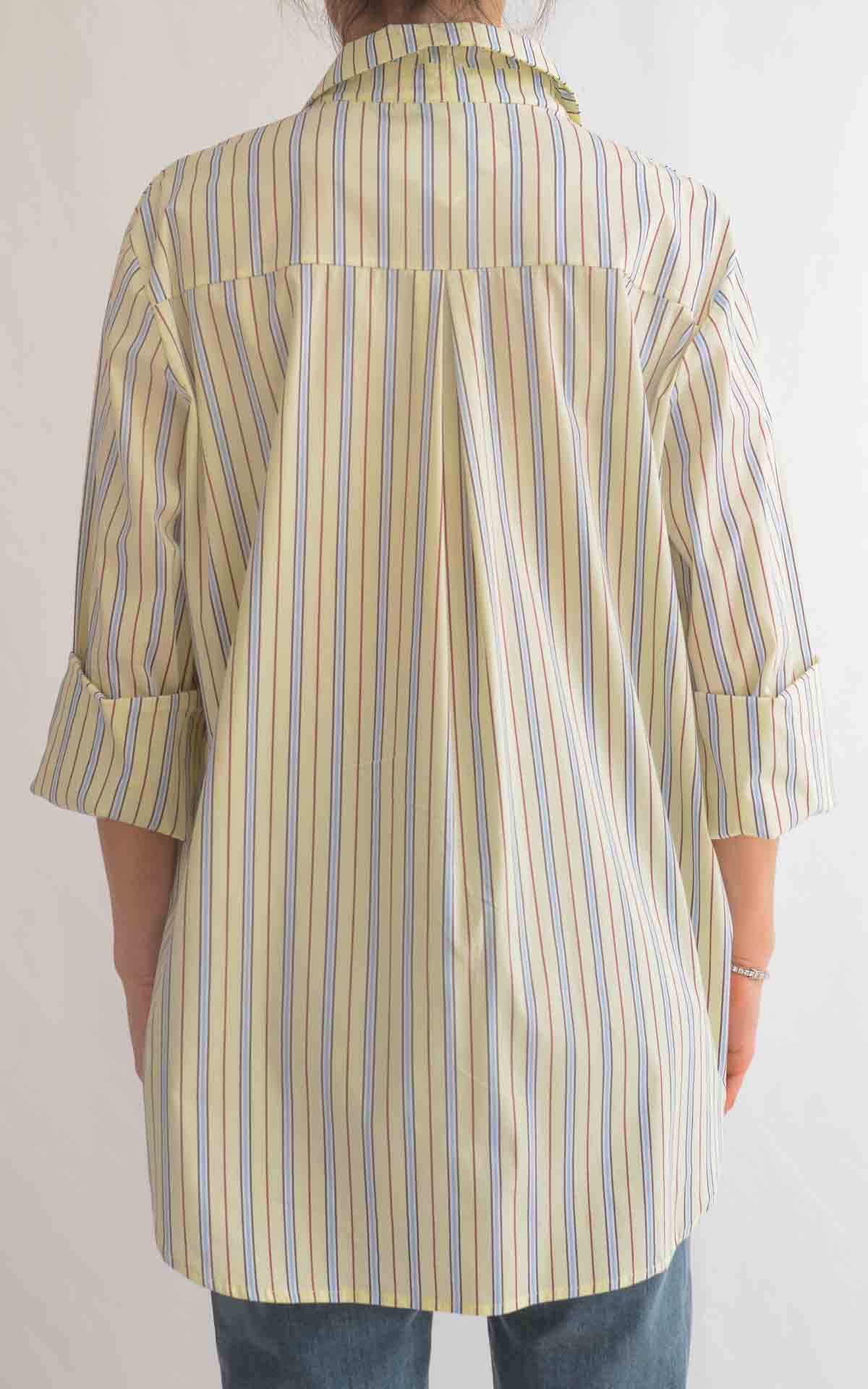 OFF-ON - Camicia over doppia riga - Burro/Celeste/Marrone