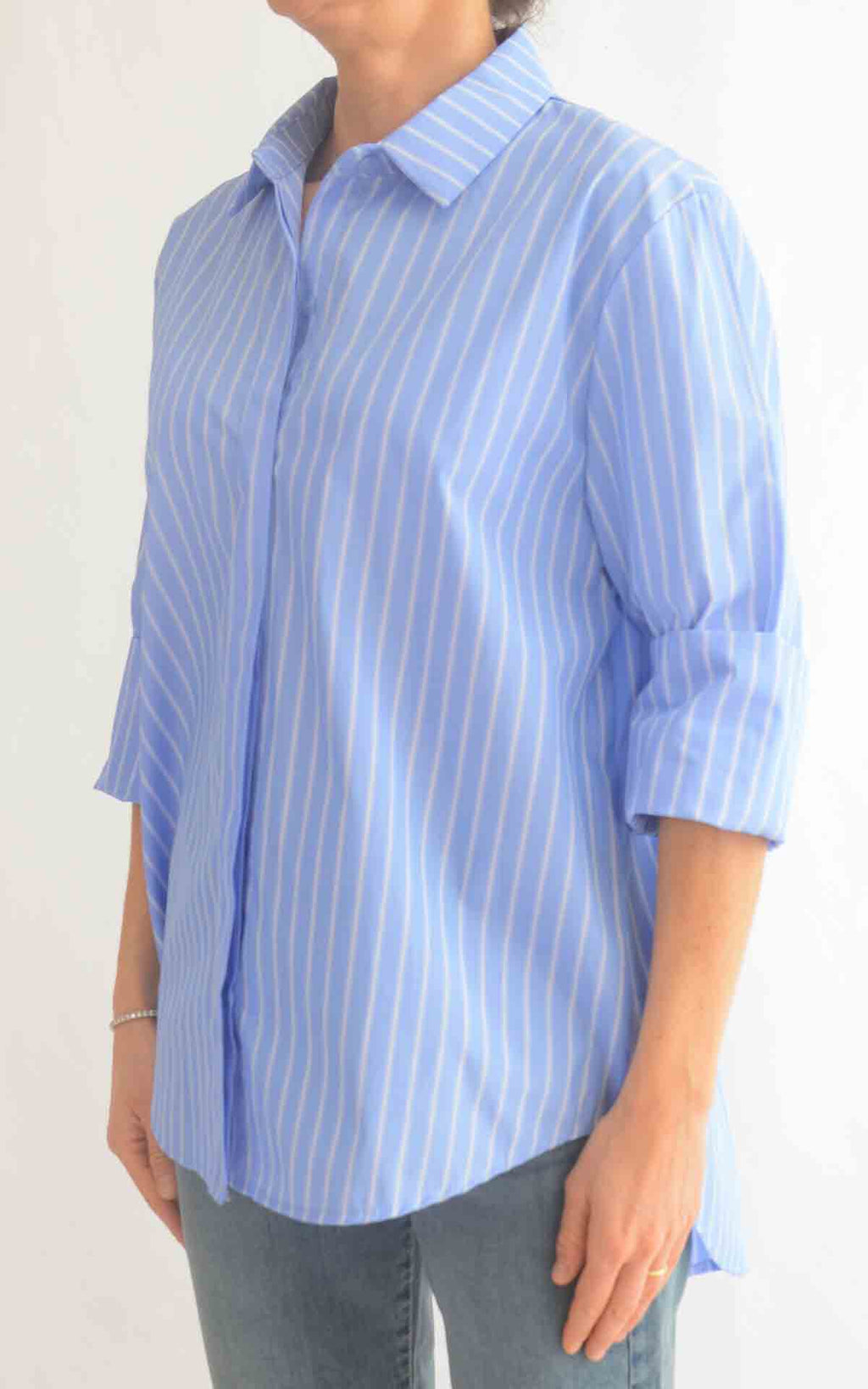OFF-ON - Camicia over righe - Celeste