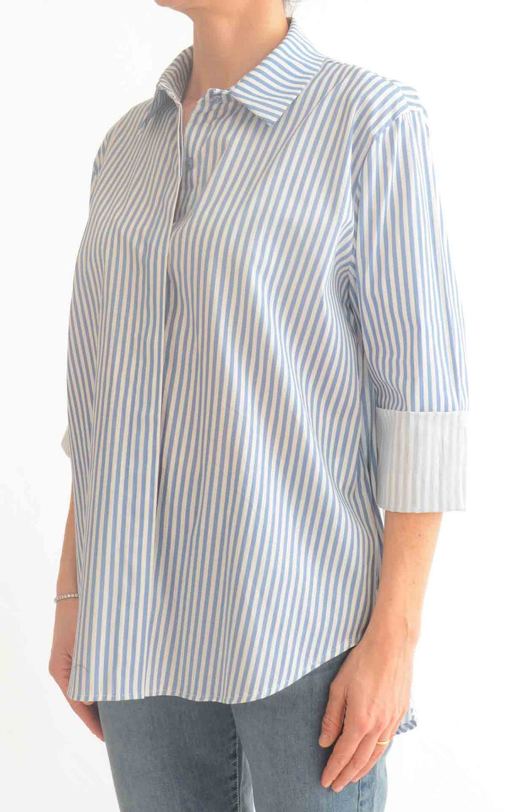 OFF-ON - Camicia over righe - Azzurra