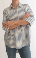 OFF-ON - Camicia over righe - Blu