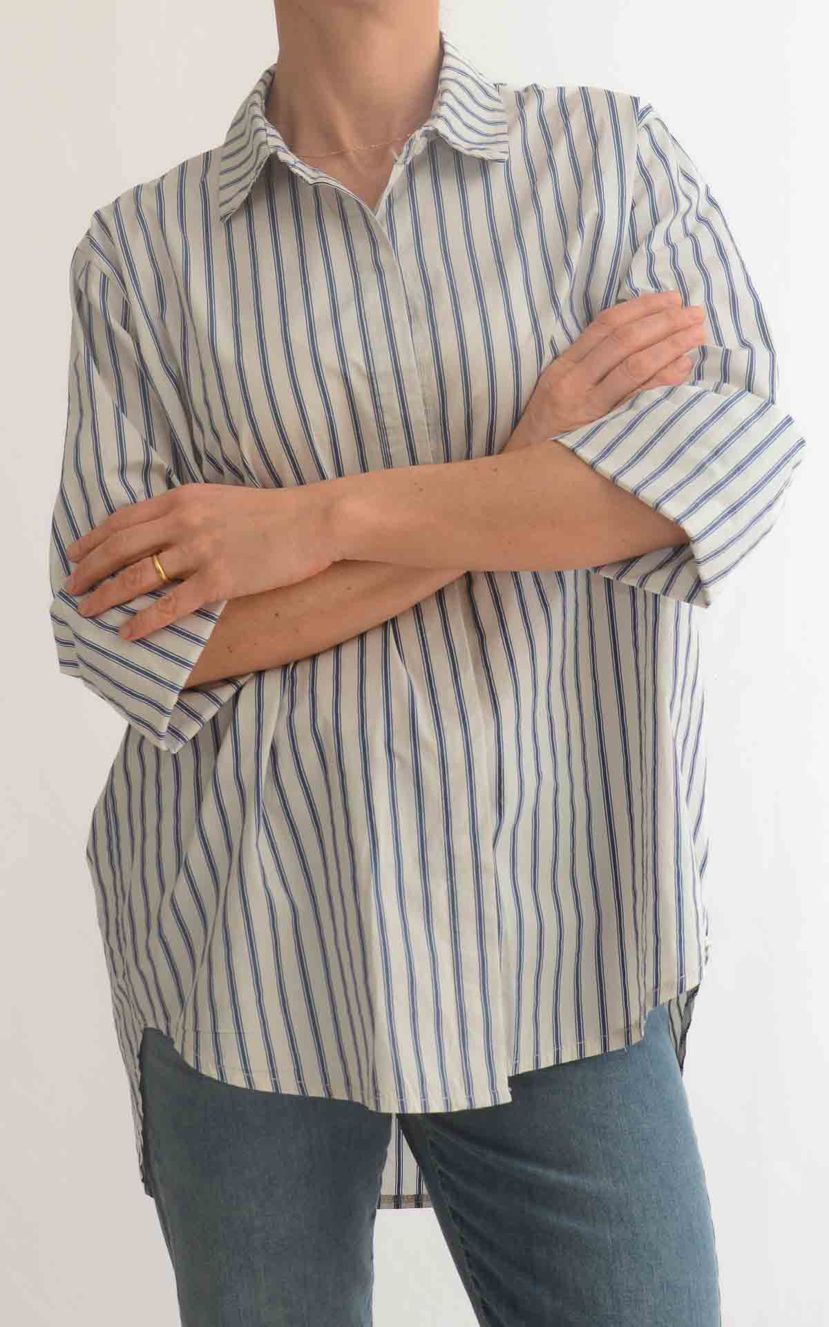 OFF-ON - Camicia over righe - Blu