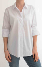 OFF - ON - Camicia over tinta unita - Bianco