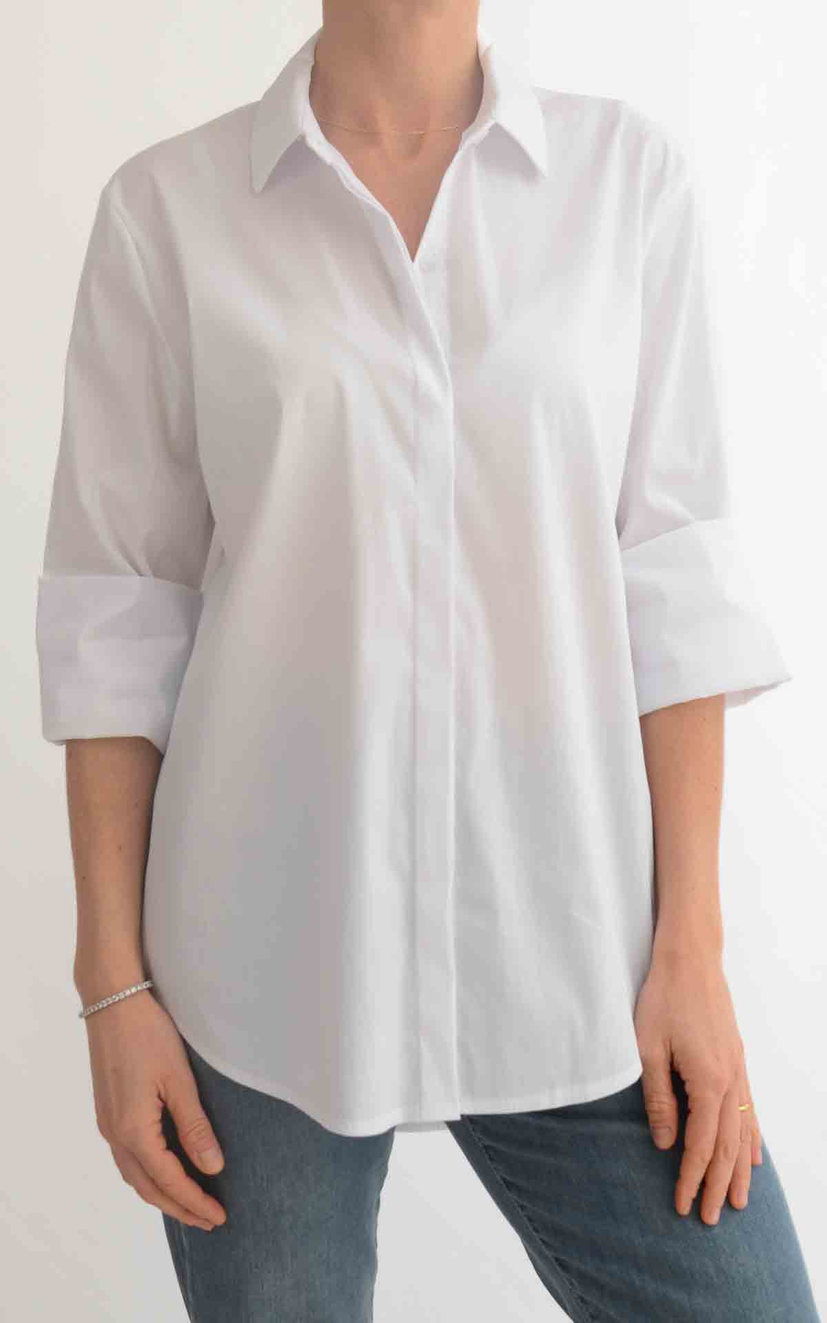 OFF - ON - Camicia over tinta unita - Bianco