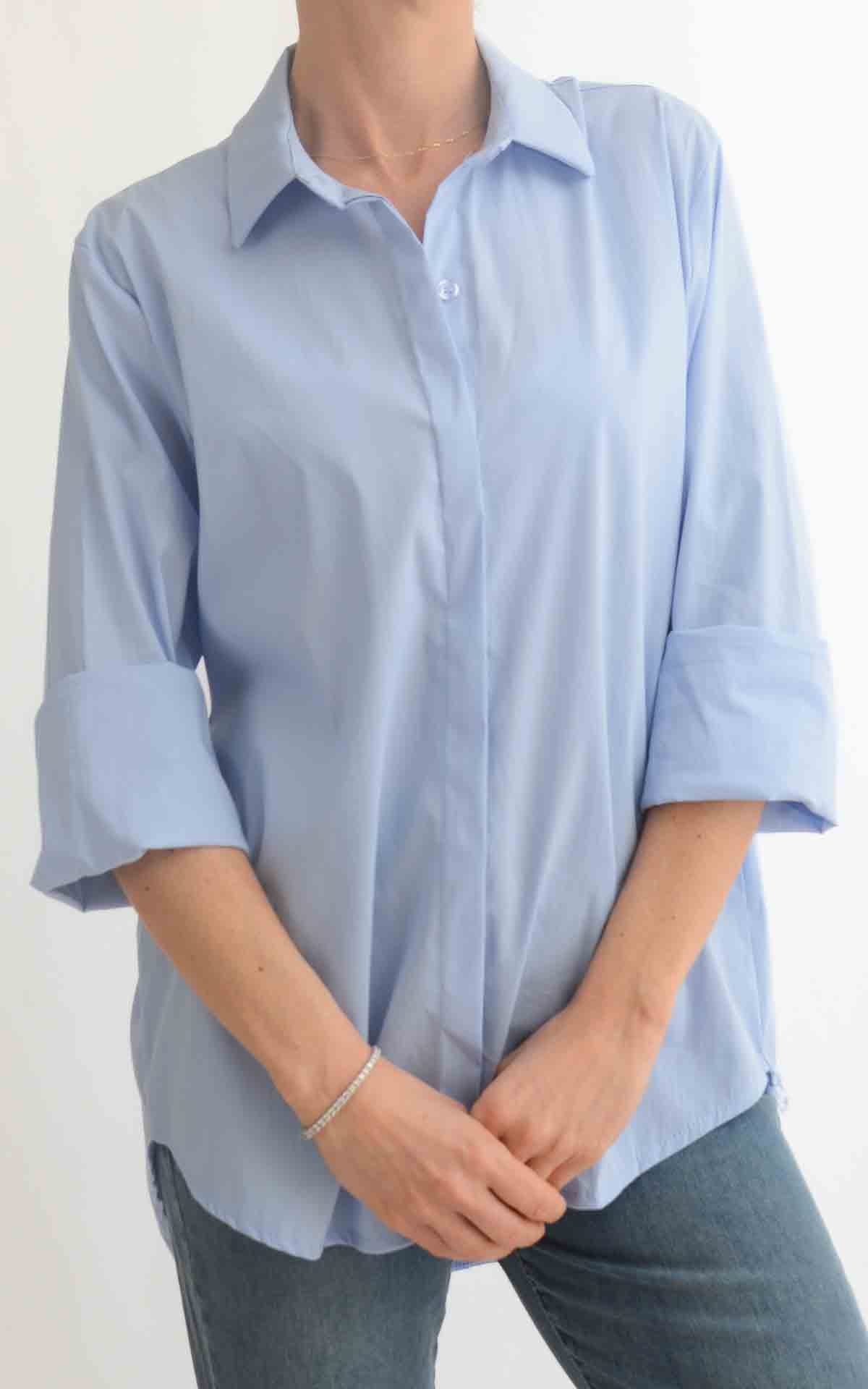 OFF - ON - Camicia over tinta unita - Azzurro