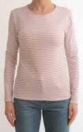 Initial - T-shirt manica lunga riga - Rosa / panna