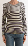 Initial - T-shirt manica lunga riga - Moro / panna