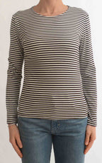 Initial - T-shirt manica lunga riga - Moro / panna