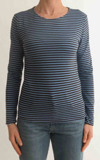 Initial - T-shirt manica lunga riga - Azzurro / moro