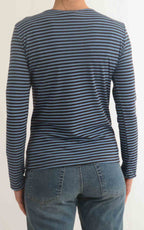 Initial - T-shirt manica lunga riga - Azzurro / moro