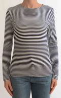 Initial - T-shirt manica lunga riga - Blu / panna