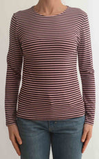 Initial - T-shirt manica lunga riga - Rosa / moro