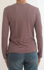Initial - T-shirt manica lunga riga - Rosa / moro