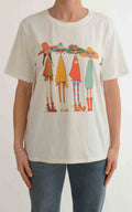 Civico 1 - T-shirt stampa bambole con cappello - Bianco