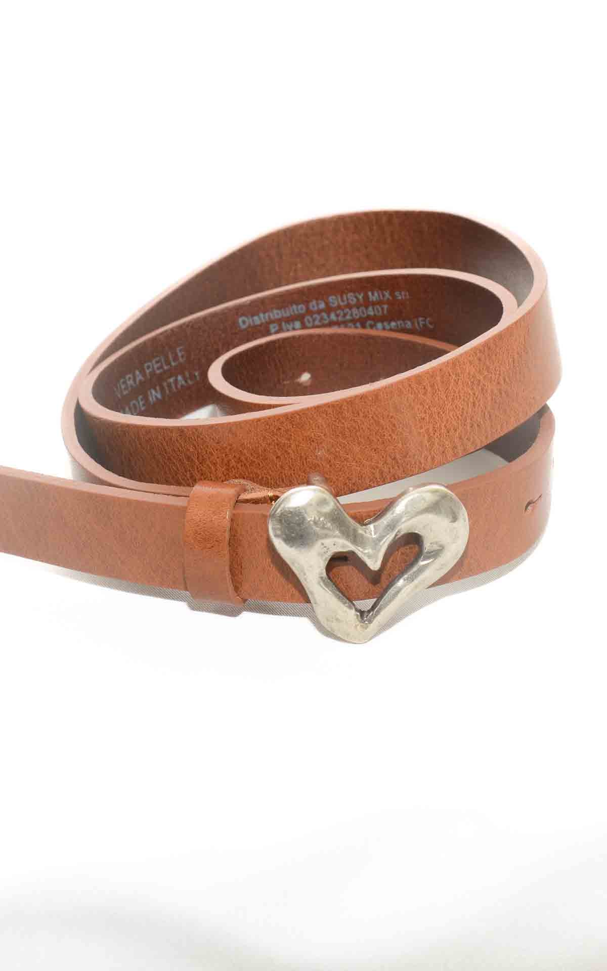 Susymix - Cintura fibbia cuore argento - Cuoio