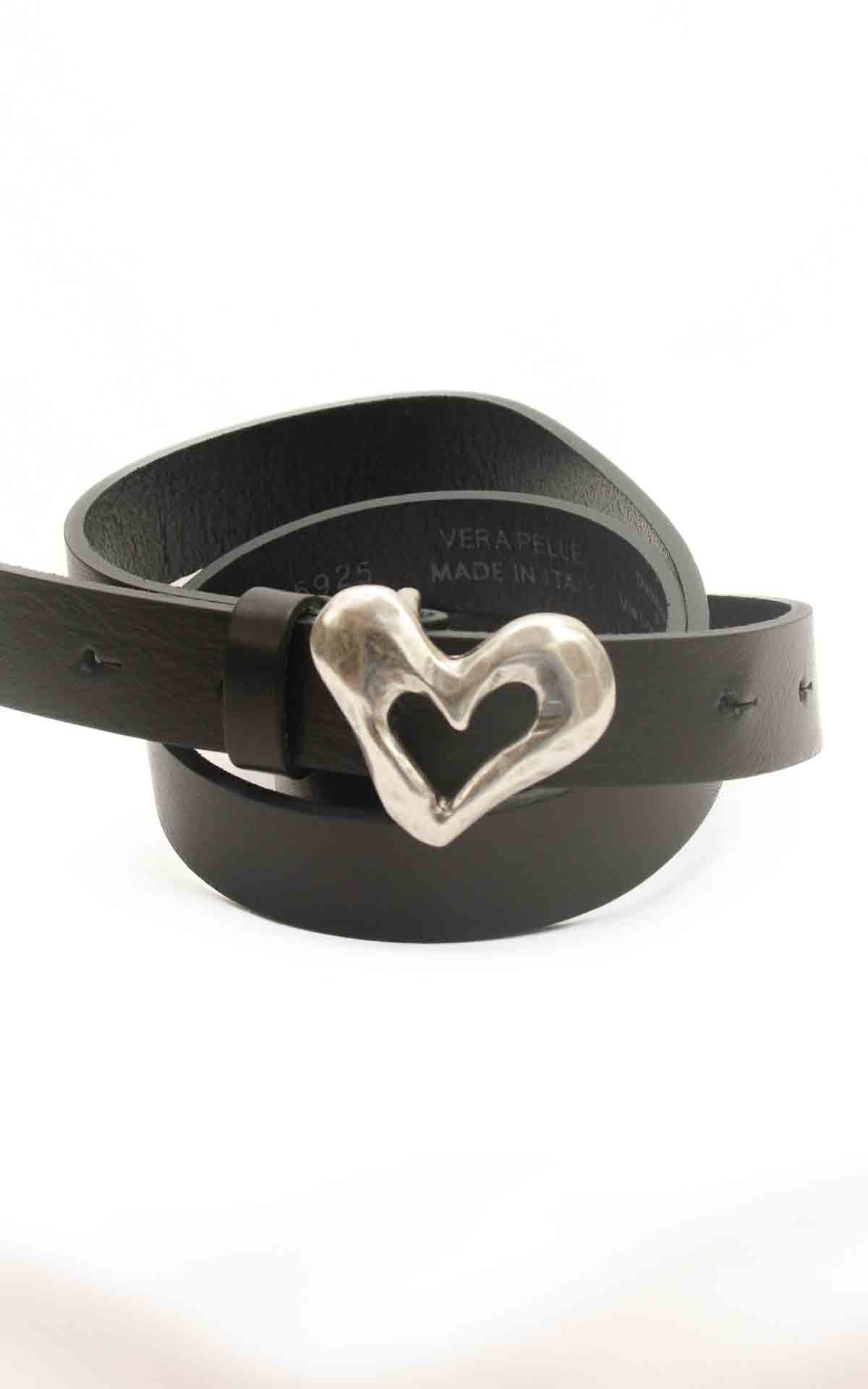 Susymix - Cintura fibbia cuore argento - Nero