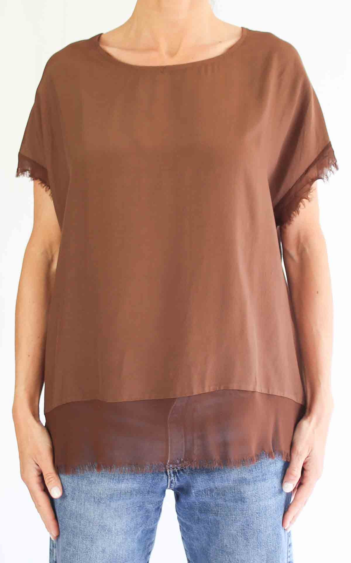 OFF-ON - Blusa over sfrangiata - Moro