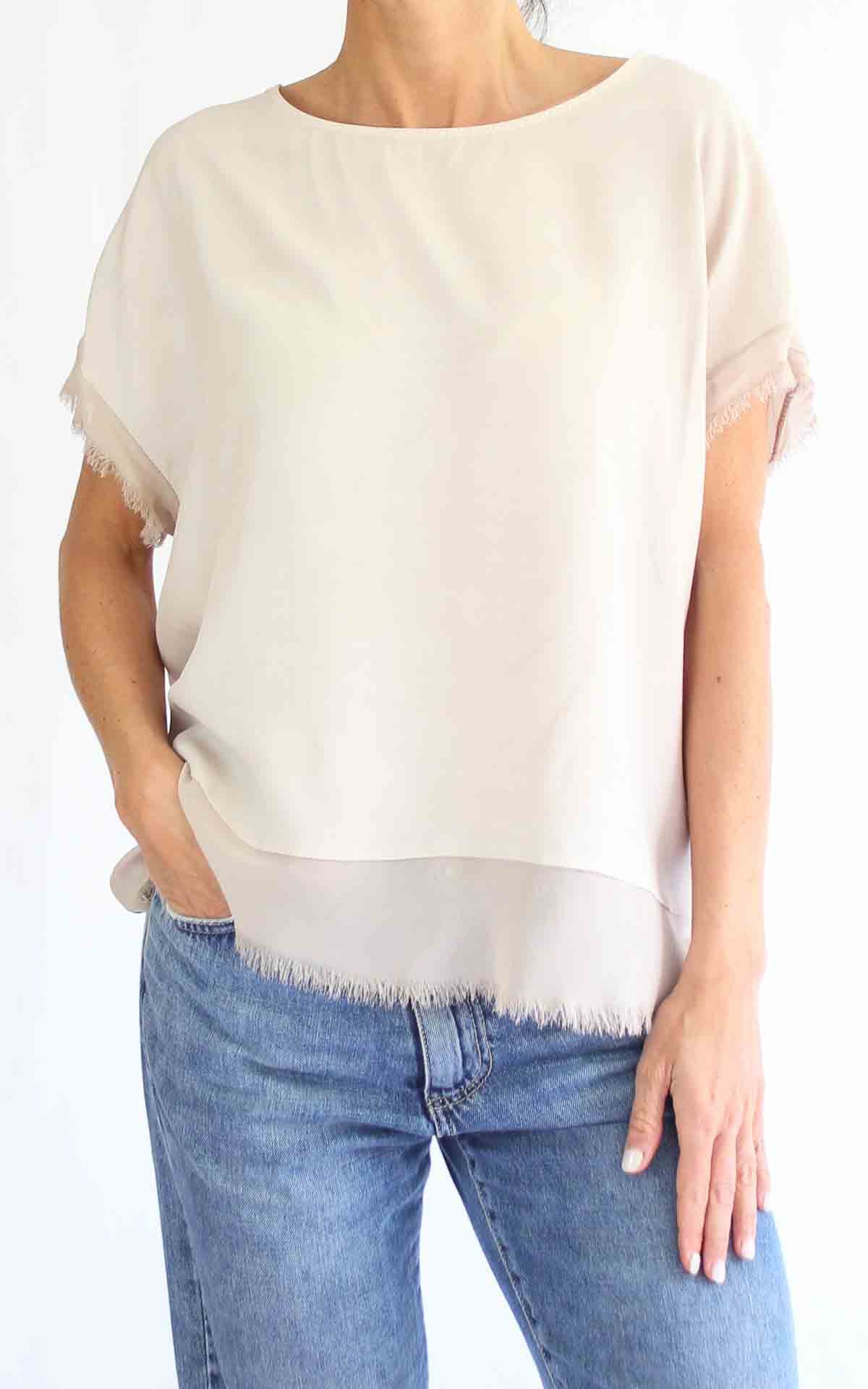 OFF-ON - Blusa over sfrangiata - Beige