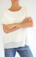 OFF-ON - Blusa over sfrangiata - Latte