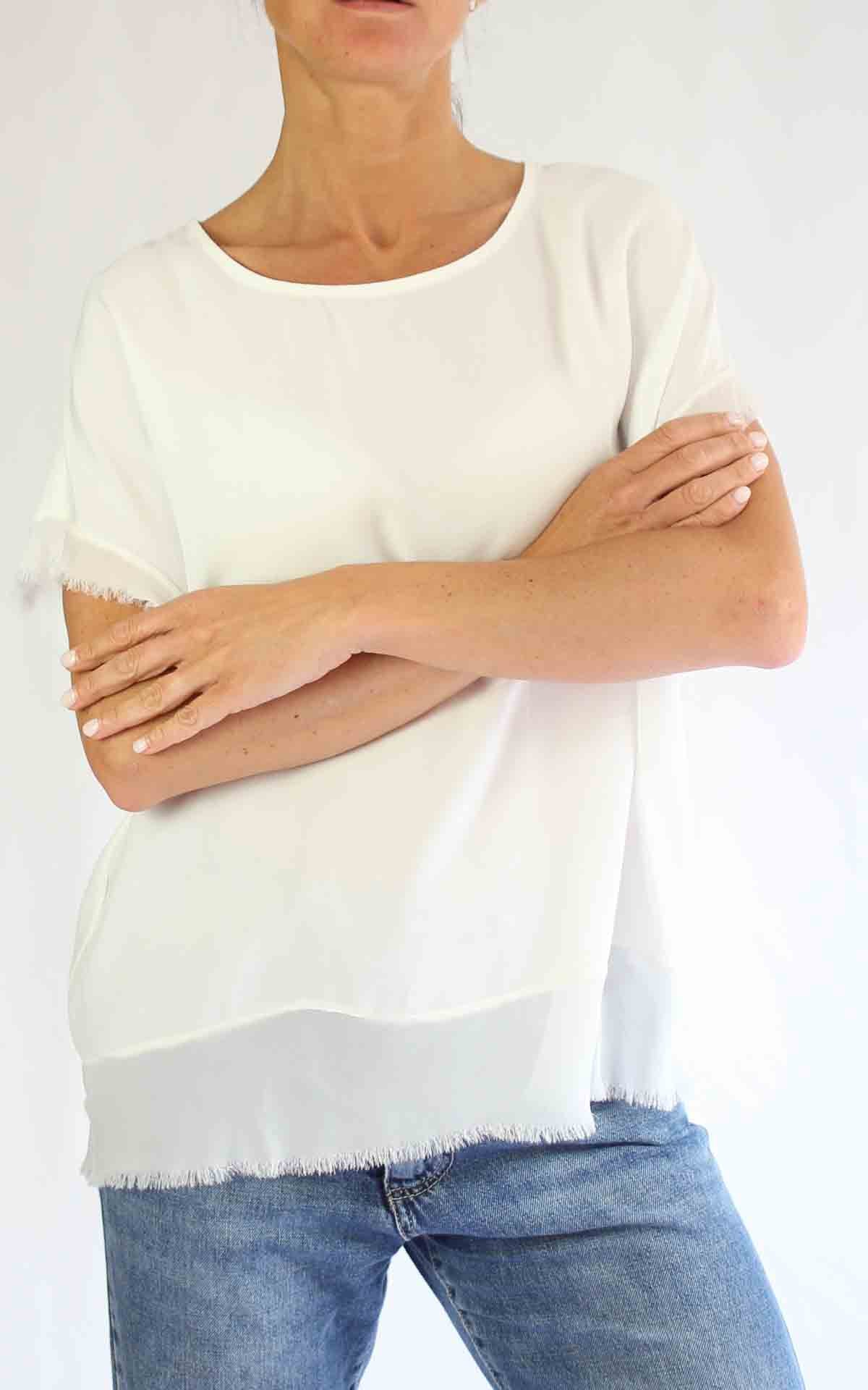 OFF-ON - Blusa over sfrangiata - Latte
