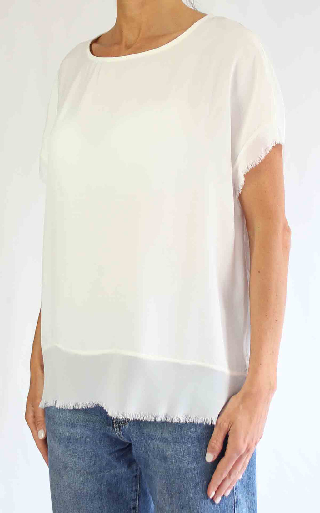 OFF-ON - Blusa over sfrangiata - Latte