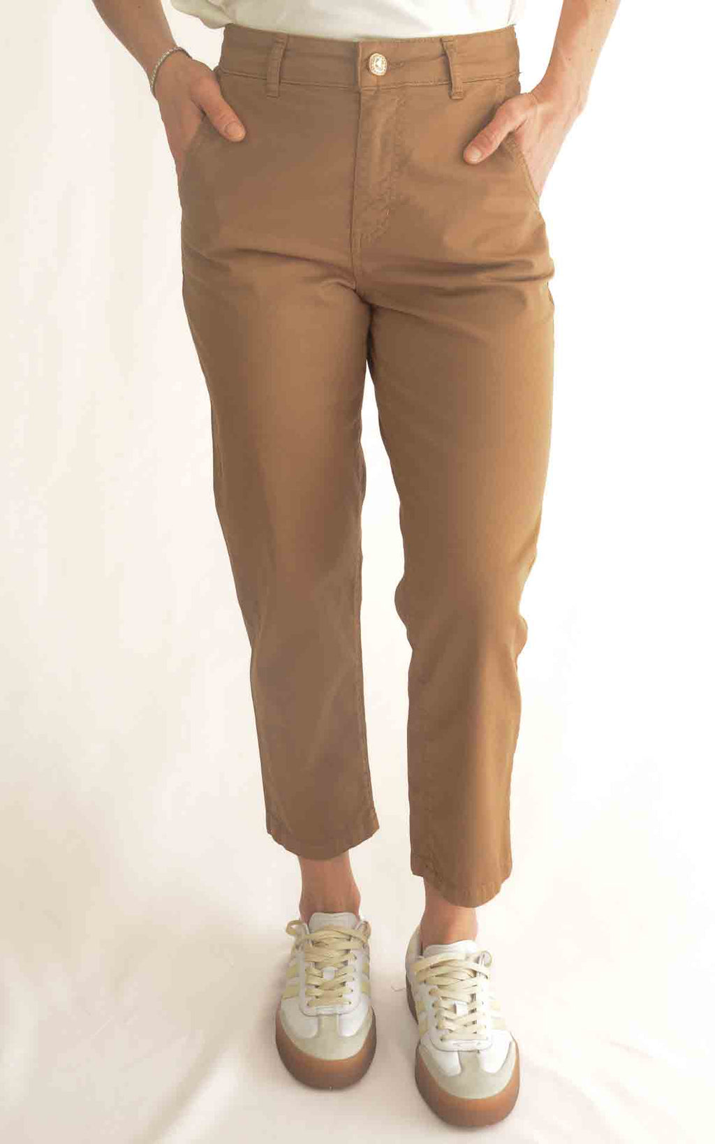 Eco - Pantalone - Pantalone regular bottone gioiello - Tabacco