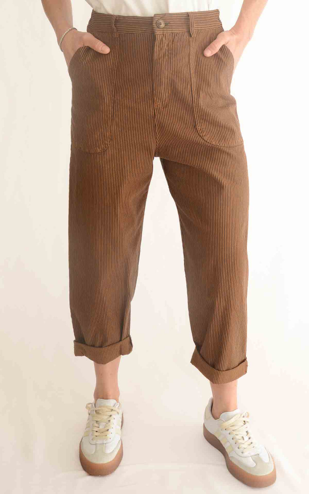 OFF-ON - Pantalone righe Lory - Tabacco