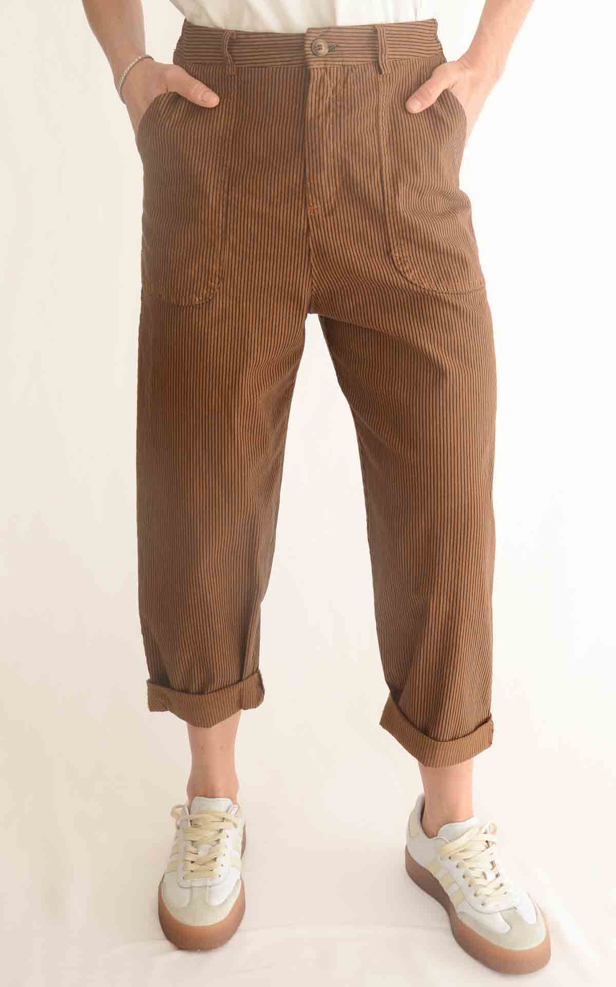 OFF-ON - Pantalone righe Lory - Tabacco