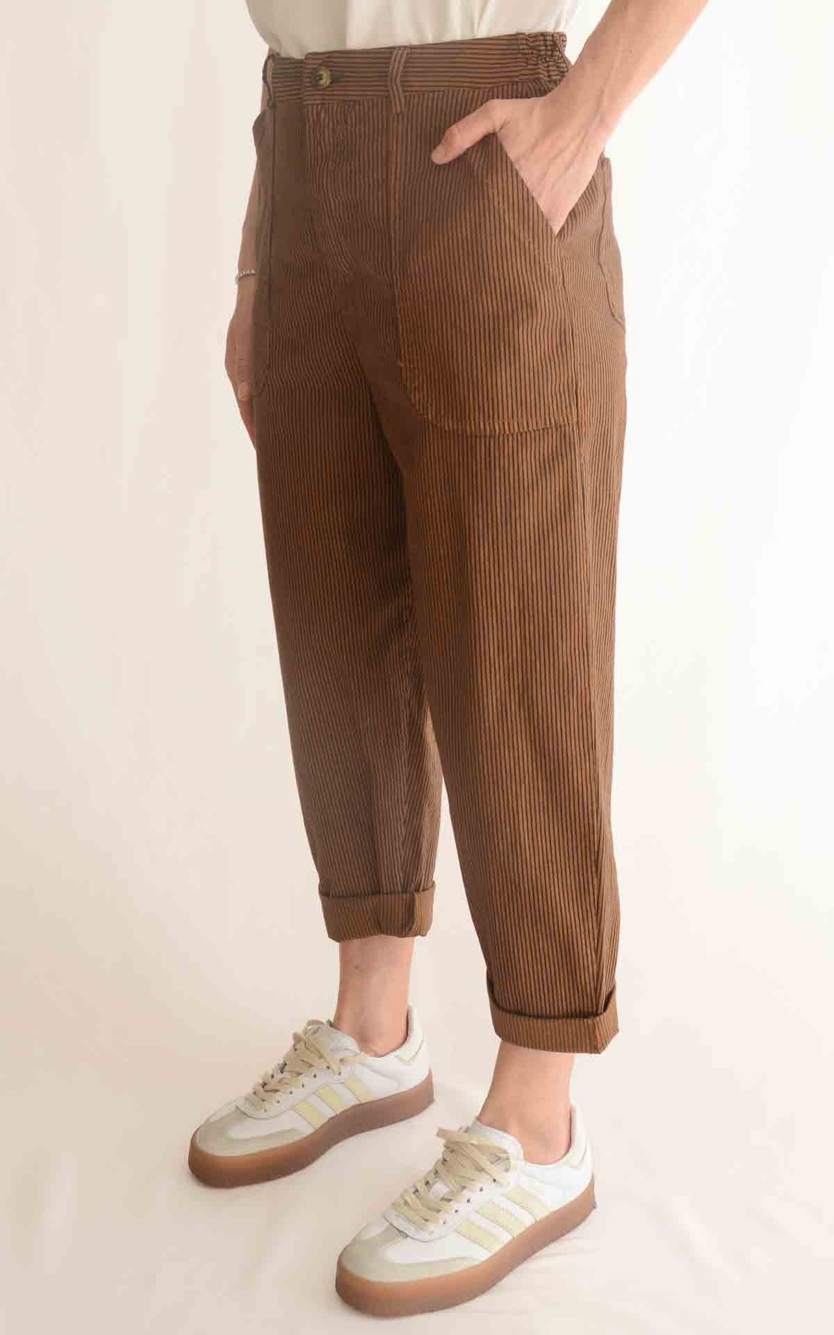 OFF-ON - Pantalone righe Lory - Tabacco
