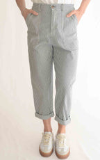 OFF-ON - Pantalone righe Lory - Bianco