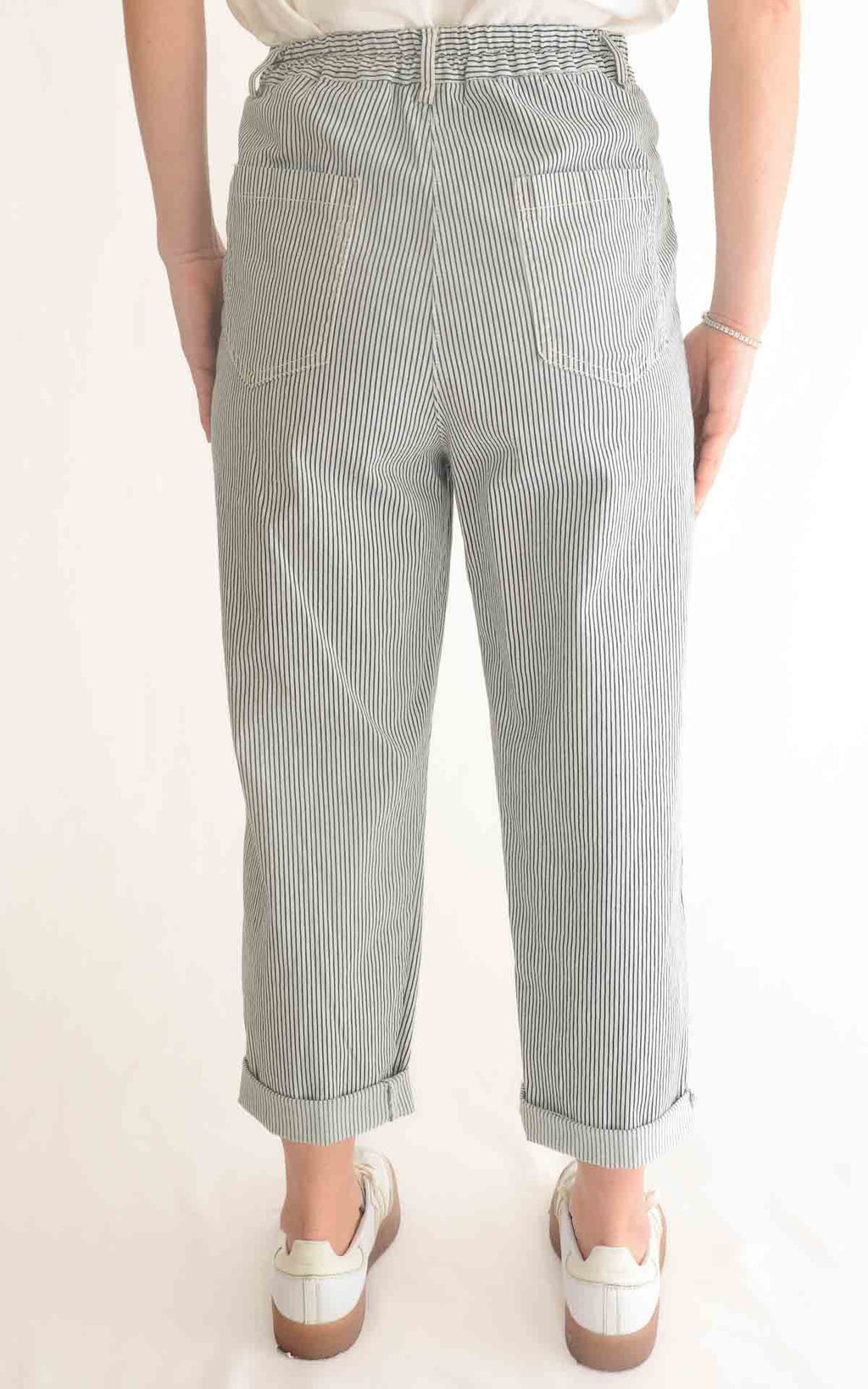 OFF-ON - Pantalone righe Lory - Bianco