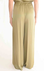 Eco - Pantalone palazzo frange - Verde olio