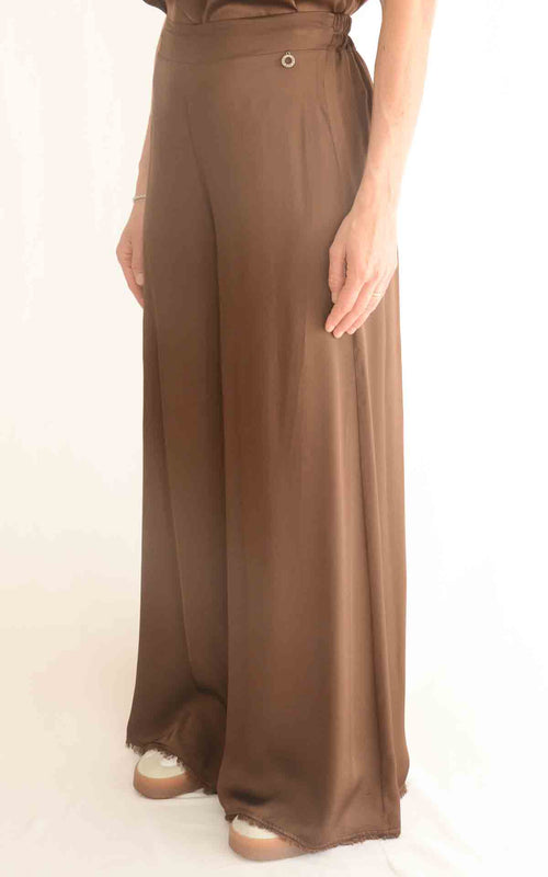 Eco – Pantalone palazzo frange – Moro
