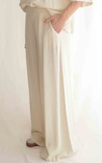 Eco - Pantalone palazzo fluido  - Burro